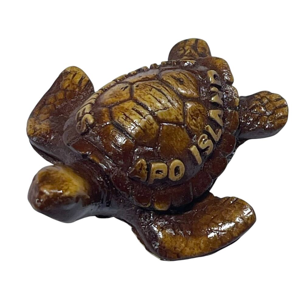 Apo Island Philippines Turtle Magnet Souvenir Hand Painted Clay